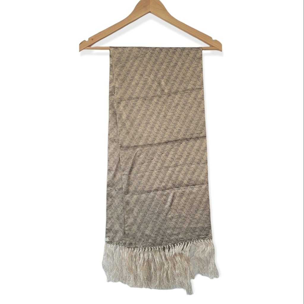 Vintage 100 Silk Rectangle Fringed Scarf